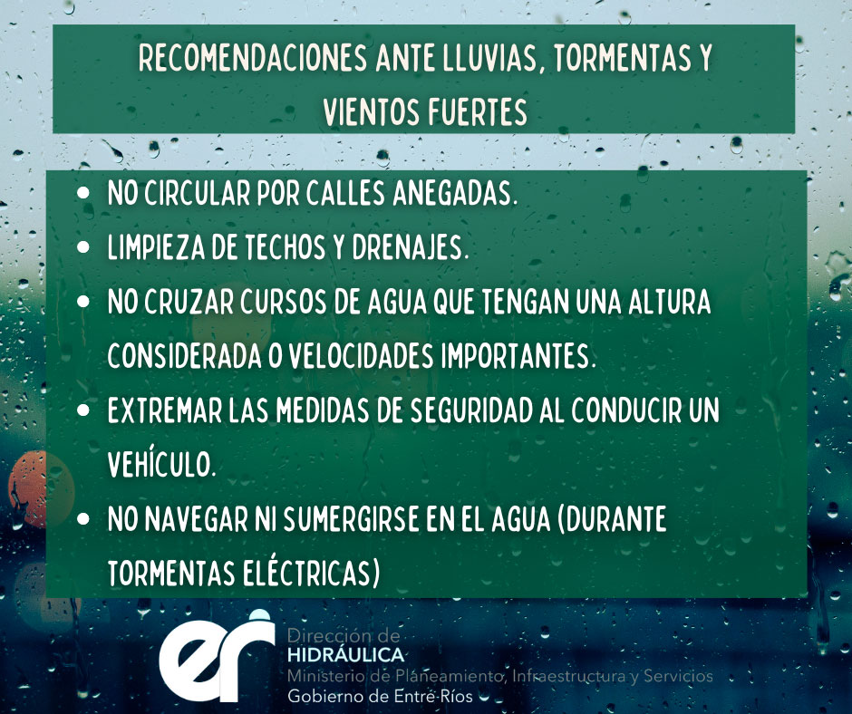 Recomendaciones ante lluvias y tormentas